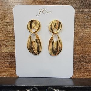 J. Crew Metallic Gold Drop Earrings NWT